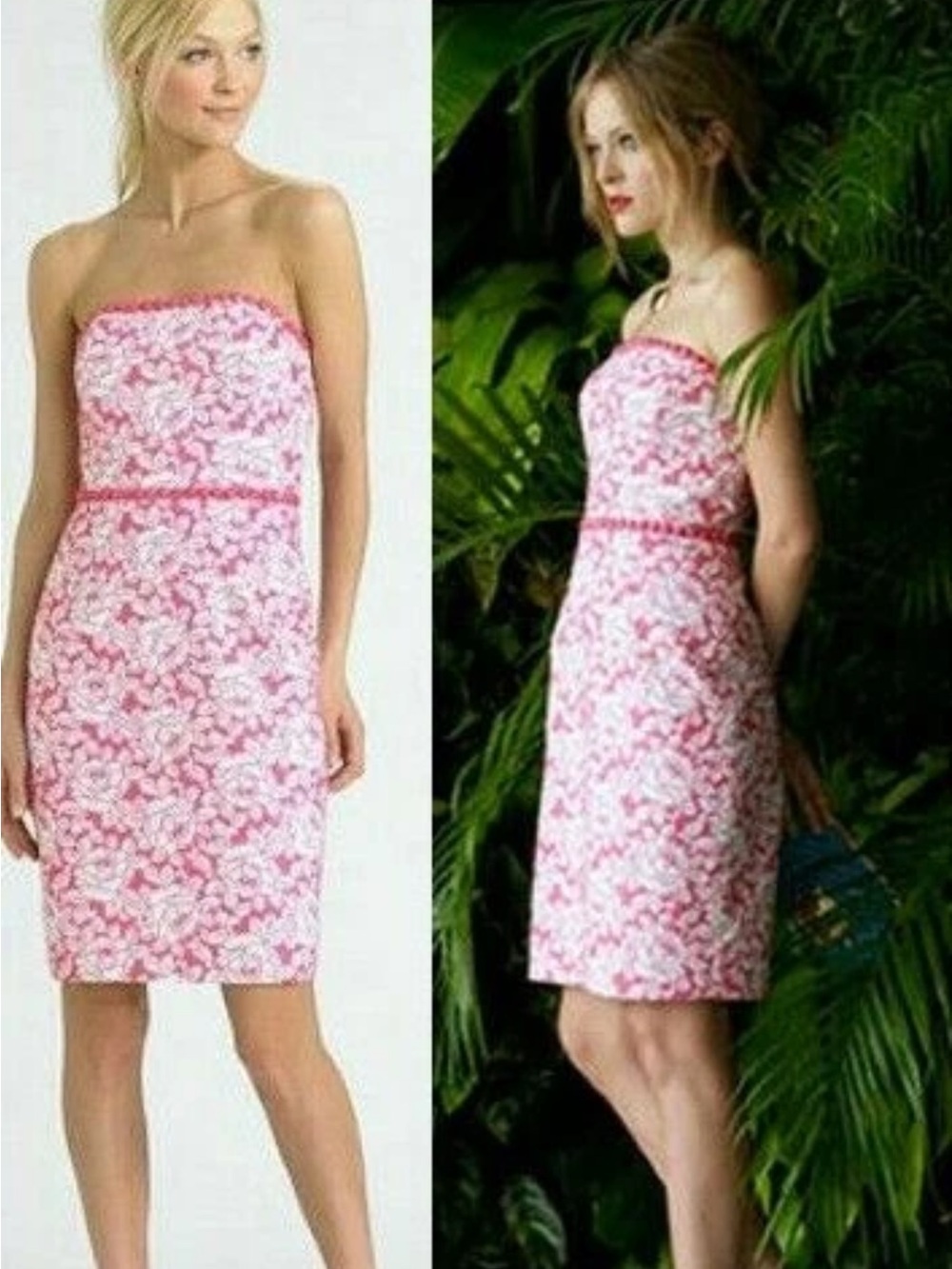 Lilly Pulitzer Pink Floral Strapless Sheath Dress